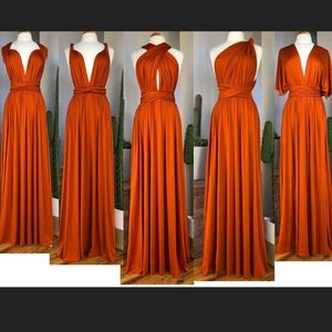 Burnt Orange Rust Infinity Maxi Dress Convertible